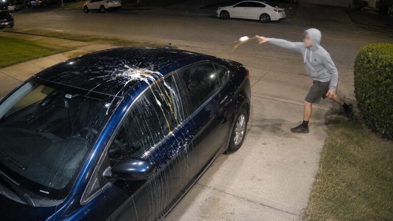 Security Camera Caught Neighbor Throwing an Egg at the Car, Driver Says