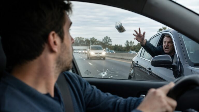 Man Says Road Rage Driver Waited on the Freeway and Threw Something at His Car