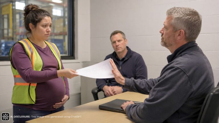 Pregnant Employee Handed Over Her Doctor’s Lifting Note — Company Officials Called It “Not Good Enough,” Sent Her Home, and Fired Her the Next Day