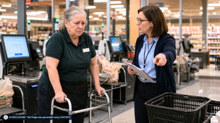 Checkout Attendant Used a Walker for Three Years — the EEOC Says New Management Took the Accommodation Away, Told Her to Take Leave, and Fired Her